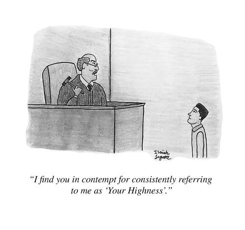 "I find you in contempt for consistently referring to me as 'Your Highness'."