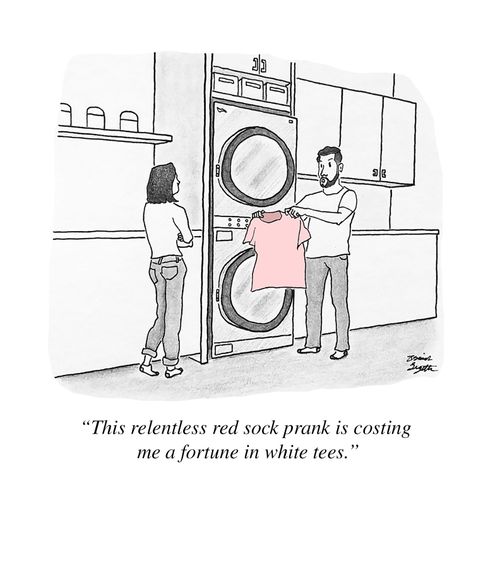 "This relentless red sock prank is costing me a fortune in white tees."