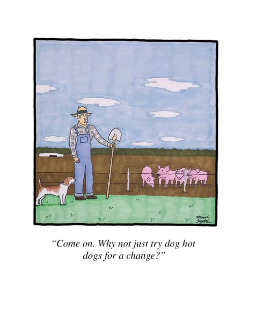 "Come on. Why not just try dog hot dogs for a change?"