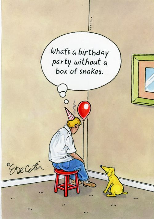 "What's a birthday party without a box of snakes."