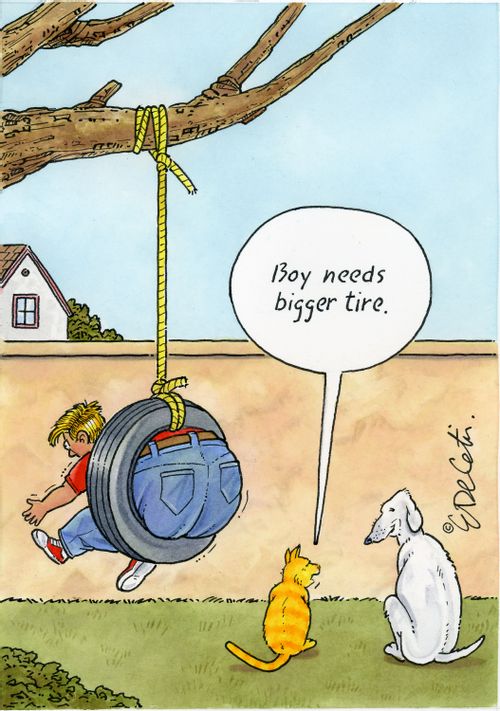 "Boy needs bigger tire."