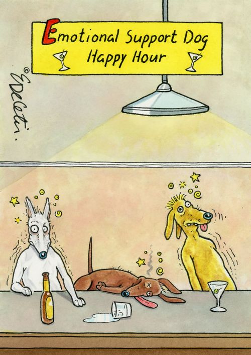 "Emotional support dog happy hour"