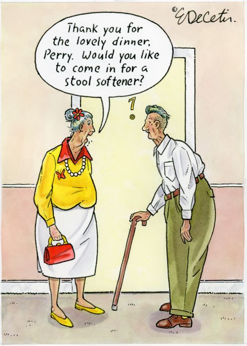 "Thank you for the lovely dinner, Perry. Would you like to come in for a stool softener?"