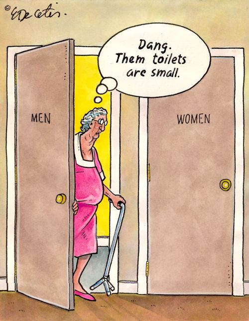 "Dang. Them toilets are small."