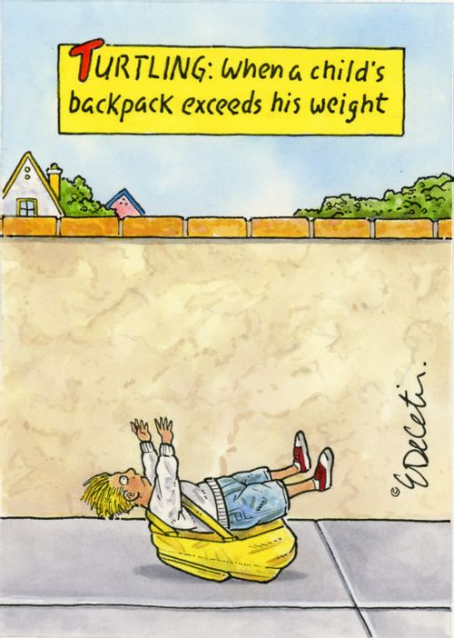 "Turtling: When a child's backpack exceeds his weight"