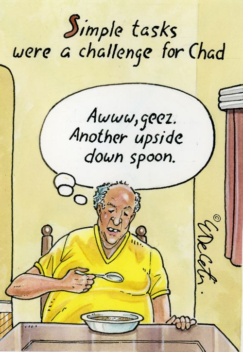"Simple tasks were a challenge for Chad. Awww, geez. Another upside down spoon."
