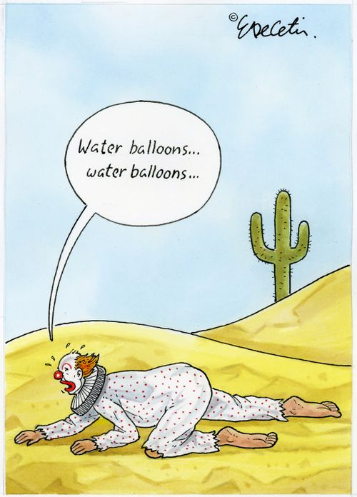 "Water balloons... water balloons..."
