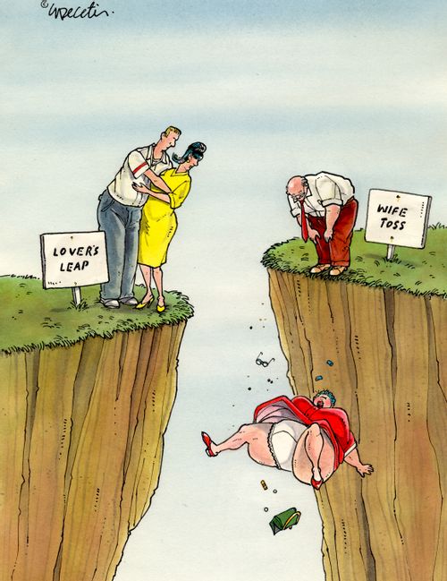 "Lover’s leap"   "Wife toss"