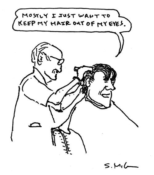"Mostly I just want to keep my hair out of my eyes."
