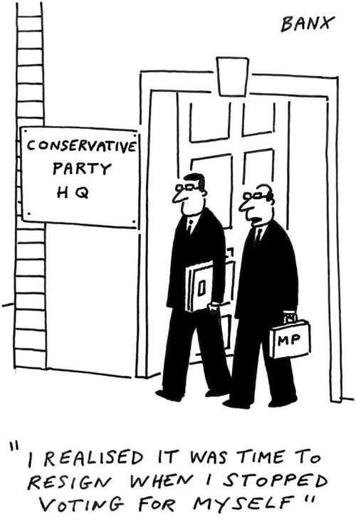 "I realised it was time to resign when I stopped voting for myself."