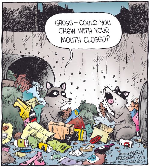 "Gross – could you chew with your mouth closed?"