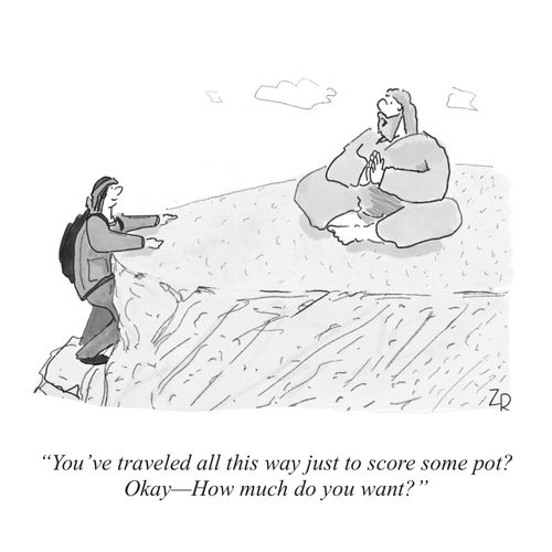 "You've traveled all this way just to score some pot? Okay—How much do you want?"