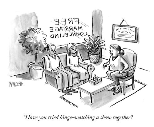 "Have you tried binge-watching a show together?"