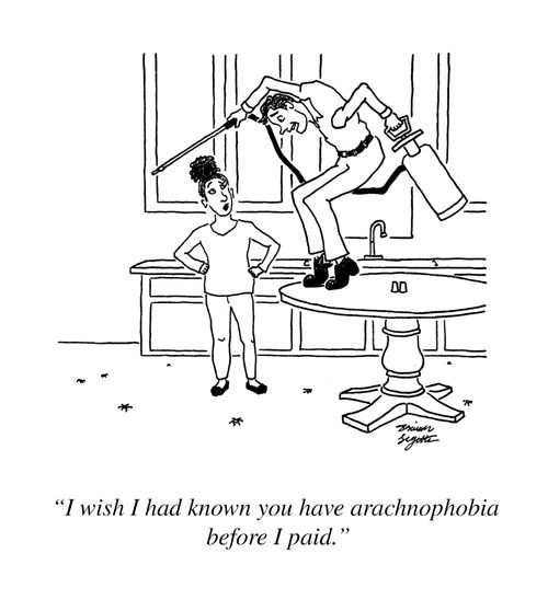 "I wish I had known you have arachnophobia before I paid."