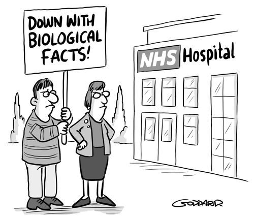 Protesters outside NHS Hospital: 'DOWN WITH BIOLOGICAL FACTS!'