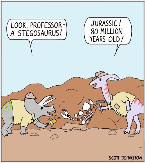 "Look, Professor - a stegosaurus!"