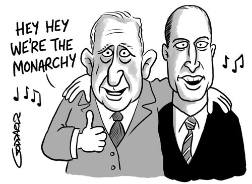 "Hey hey we're the monarchy"