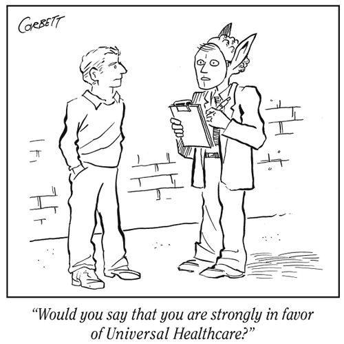 "Would you say that you are strongly in favor of Universal Healthcare?"