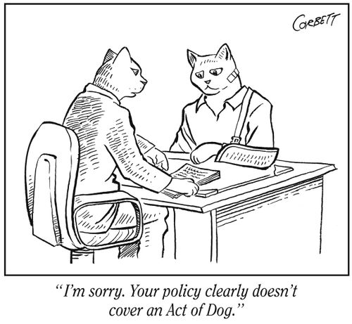 "I'm sorry. Your policy clearly doesn’t cover an Act of Dog."