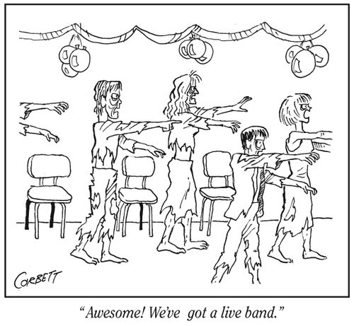 "Awesome! We've got a live band."