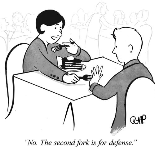 "No. The second fork is for defense."