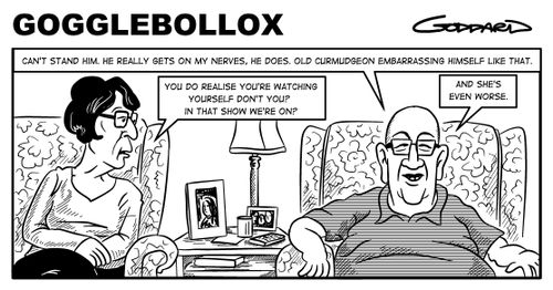 "Can't stand him. He really gets on my nerves, he does. Old curmudgeon embarrassing himself like that."