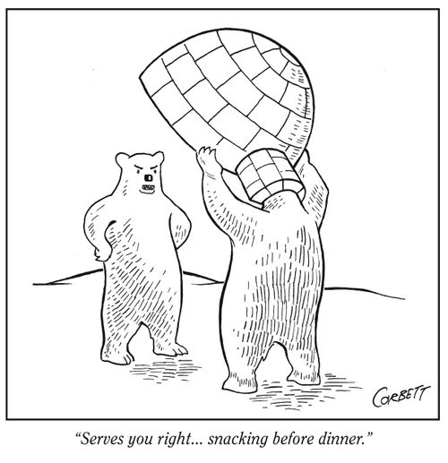 "Serves you right...snacking before dinner."