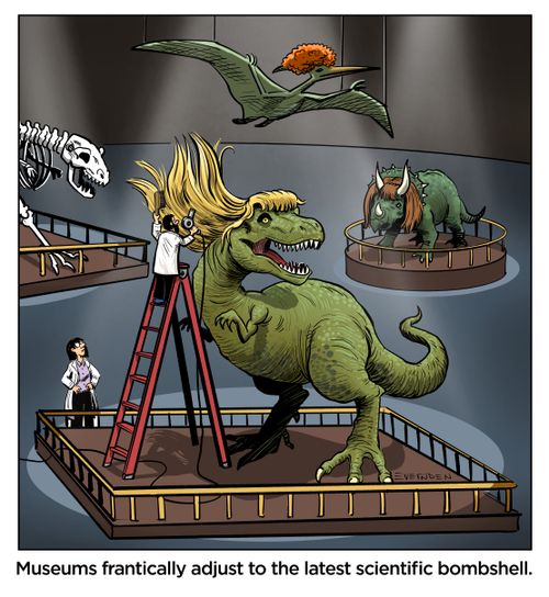 Museums frantically adjust to the latest scientific bombshell.