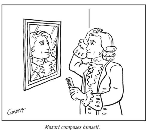 Mozart composes himself.