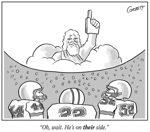 "Oh, wait. He's on their side."