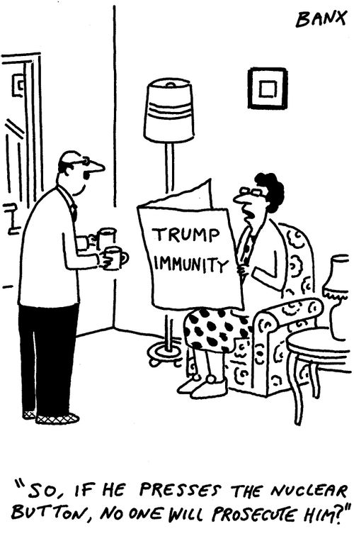 "So, if he presses the nuclear button, no one will prosecute him?"
