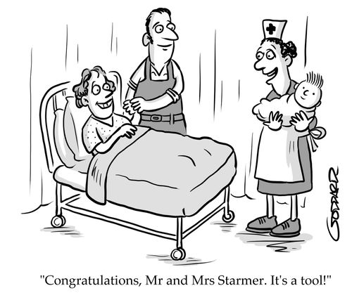 "Congratulations, Mr and Mrs Starmer. It's a tool!"