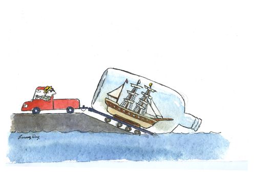 Man tried to unload a ship in a bottle.