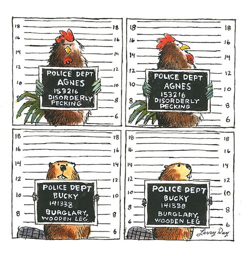 "Police Dept Agnes 153216 Disorderly Pecking"  "Police Dept Agnes 153216 Disorderly Pecking"  "Police Dept Bucky 141338 Burglary, Wooden Leg"  "Police Dept Bucky 141338 Burglary, Wooden Leg"