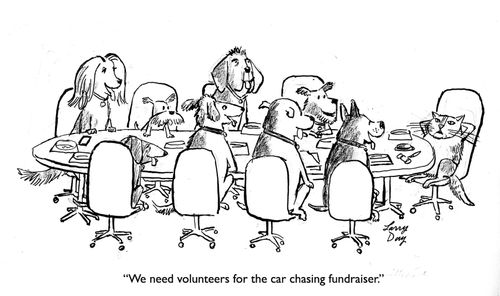 "We need volunteers for the car chasing fundraiser."