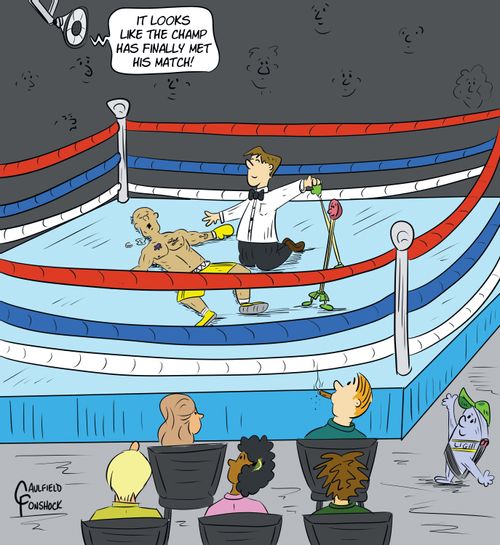 "It looks like the champ has finally me his match!!"