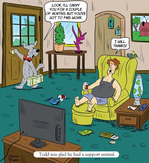 "Todd was glad he had a support animal."