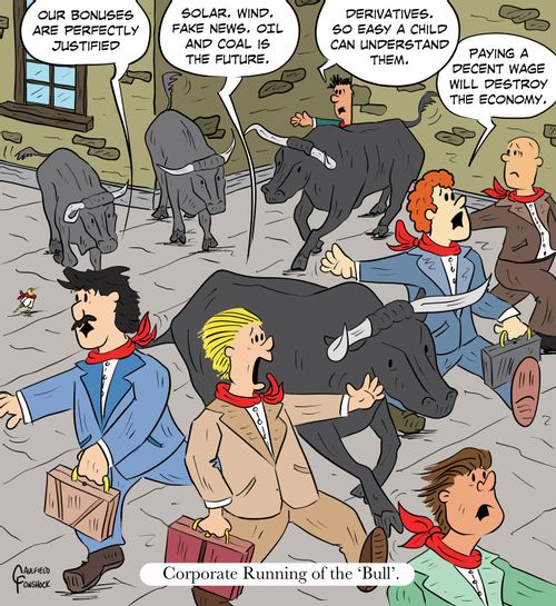 Corporate Running of the 'Bull'.