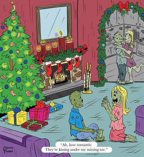 "Ah, how romantic. They're kissing under my missing toe."