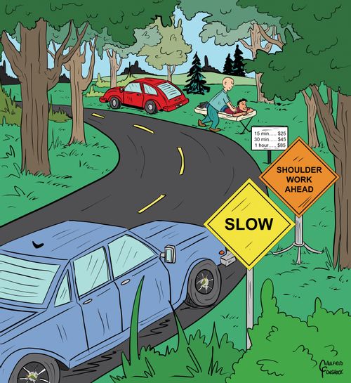 "Shoulder work ahead"