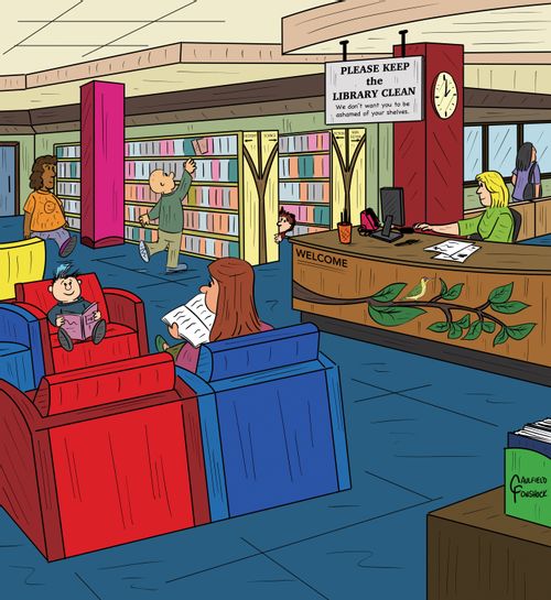 "Please keep the library clean. We don't want you to be ashamed of your shelves."