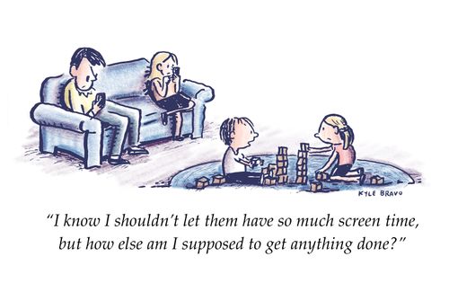 "I know I shouldn't let them have so much screen time, but how else am I supposed o get anything done?"