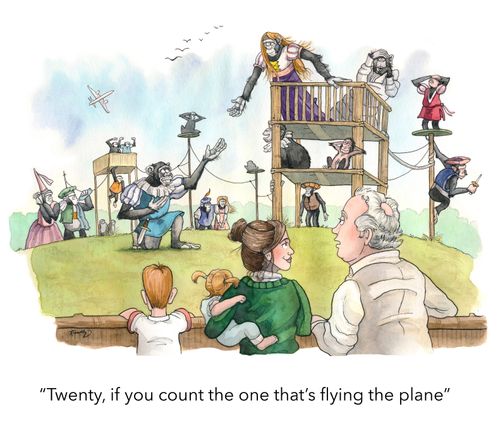 "Twenty, if you count the one that’s flying the plane."