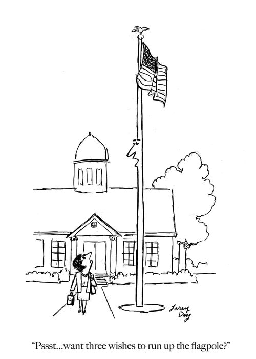 "Pssst....want three wishes to run up the flagpole?"