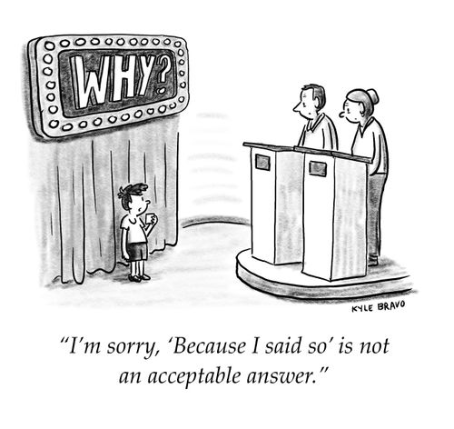 "I'm sorry, 'Because I said so' is not an acceptable answer."