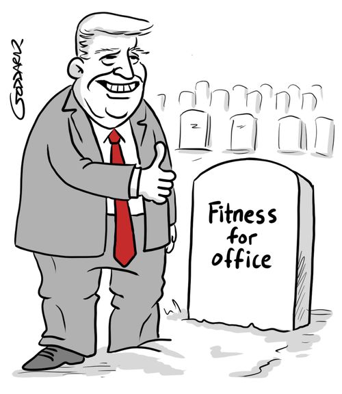 Trump at Arlington. Fitness for office - One foot in the grave.