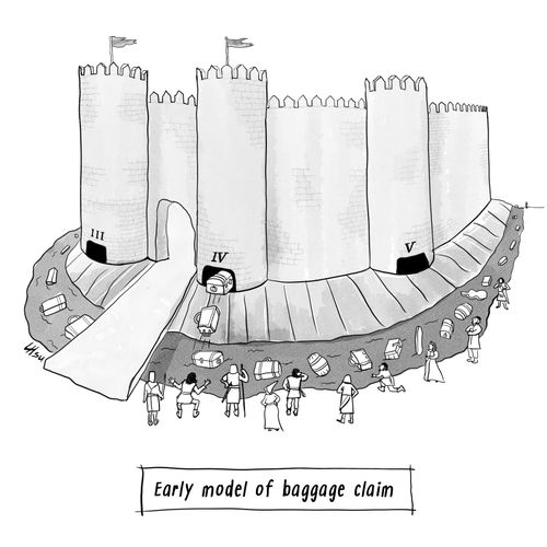 "Early model of baggage claim"