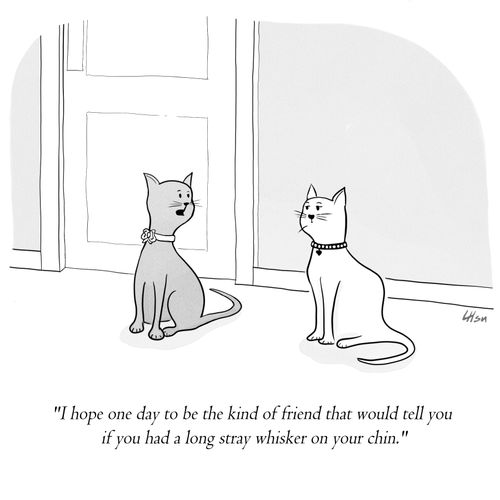 "I hope one day to be the kind of friend that would tell you if you had a long stray whisker on your chin."
