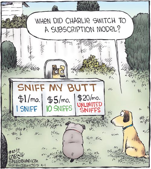 "When did Charlie switch to a subscription model?"  "Sniff my butt"