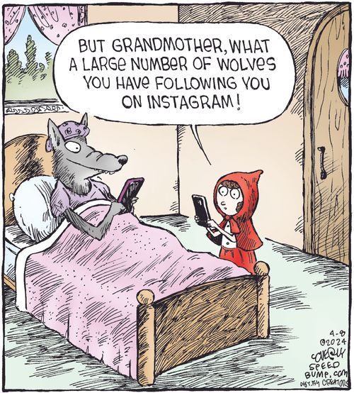"But grandmother, what a large number of wolves you have following you on Instagram!"
